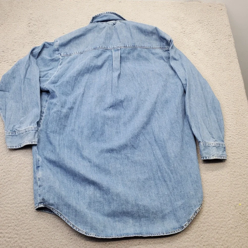 Zara Casual Shirt Mens XS Blue Denim Relaxed Fit Long-Sleeve Collared Button Up - Picture 2 of 8